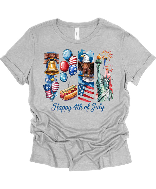 Happy 4th of July Women's Fitted T-Shirt – Patriotic Brushstroke Design