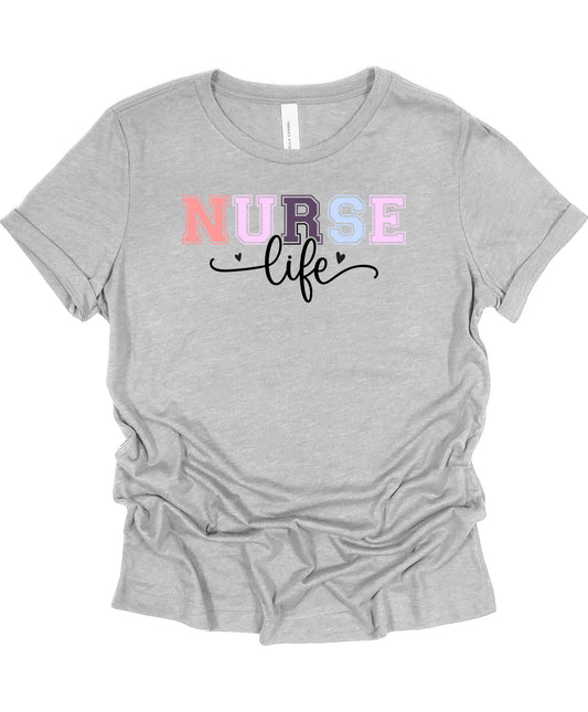 NURSE LIFE Women’s Fitted T-Shirt – Colorful & Heartfelt Design