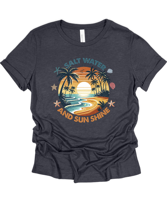 SaltWater and Sunshine Women’s Fitted T-Shirt – Florida Beach Sunset Design