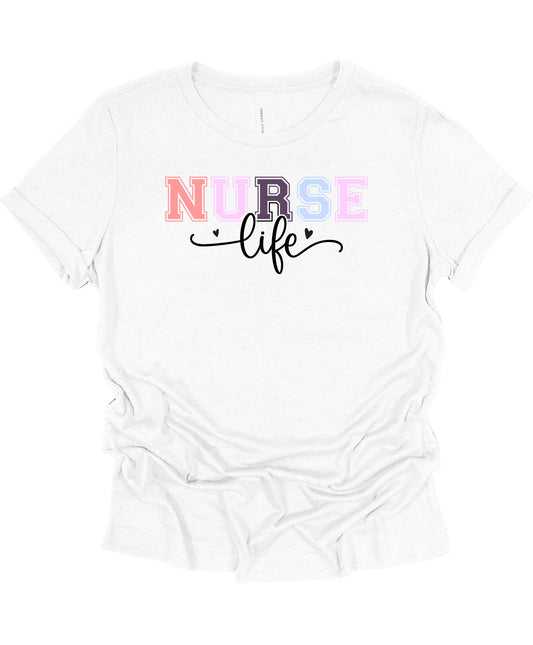 NURSE LIFE Women’s Fitted T-Shirt – Colorful & Heartfelt Design